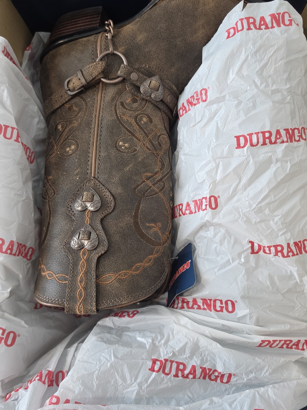 Durango Women's Leather Brown Embellished Western Boots Size 9 NIB - Picture 9 of 10